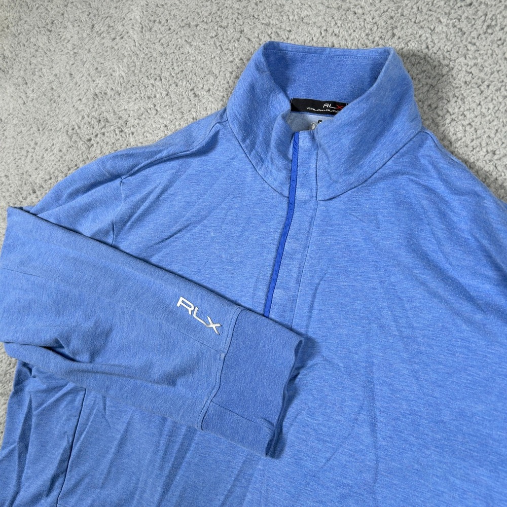 RLX‎ Ralph Lauren Golf Mens Shirt XXL Pullover Blue Long Sleeve 1/4 Zip Wicking